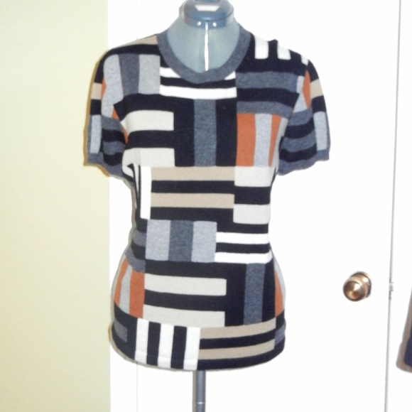 Coach Cashmere Graphic Borough Short Sleeve pullover crew Sweater Price FIRM - Picture 1 of 7